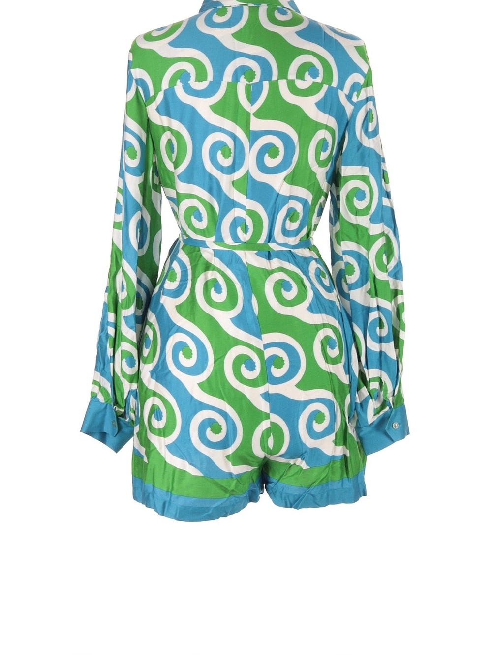Alexis Blue, Green & White Retro Print Romper - Picture 2 of 3